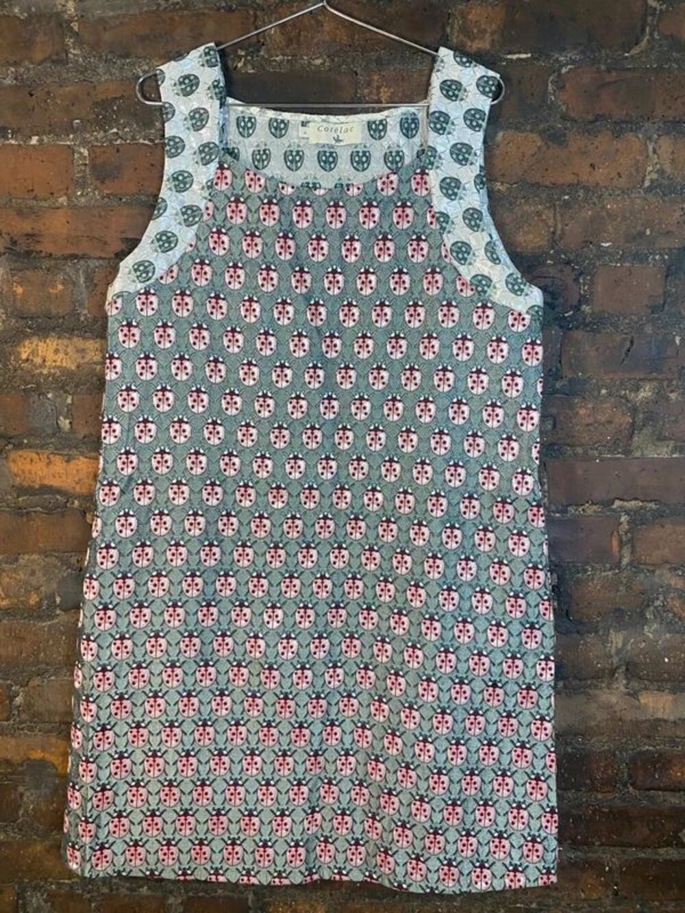 Cotelac Paris Sleeveless Printed iridescent Midi Dress in Teal and Pink -